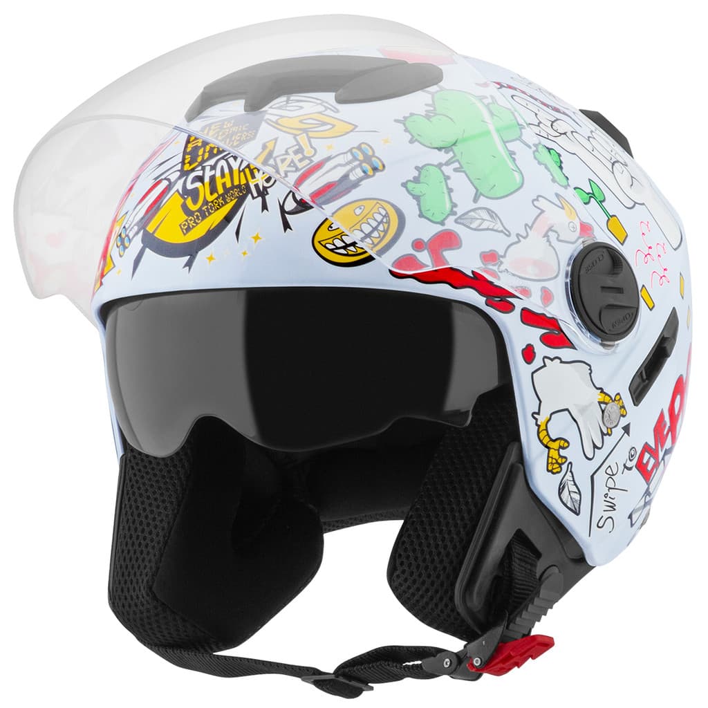 Capacete Aberto Custom Moto Pro Tork New Atomic Universe com Óculos Interno