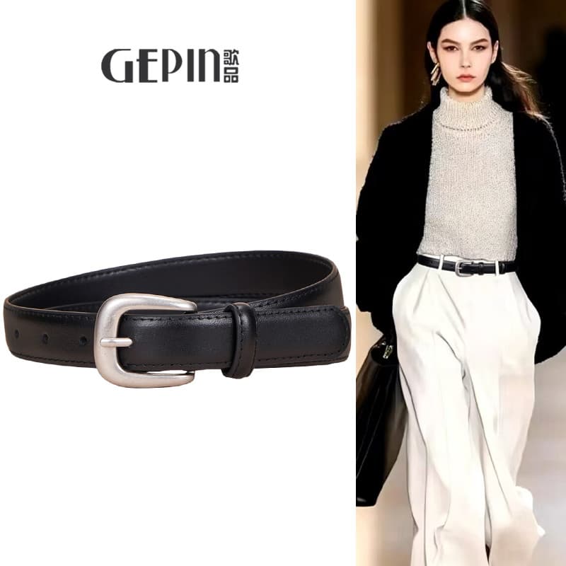 Cinto de couro feminino simples All-Match decorativo com Denim calças casuais 2026 novo estilo nicho Design cinto femini