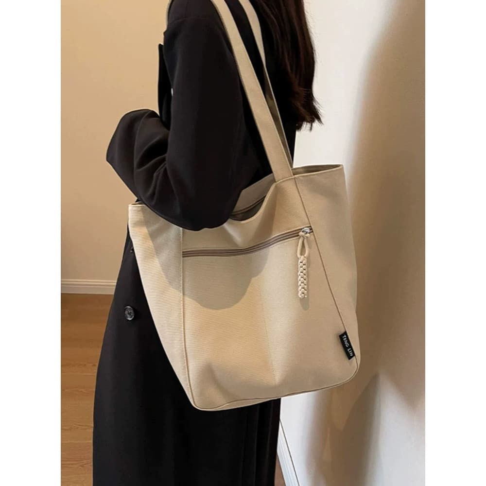Bolsa de lona feminina 2025 novo estilo grande capacidade sacola mamãe trabalho Commuter saco estudante universitário bo