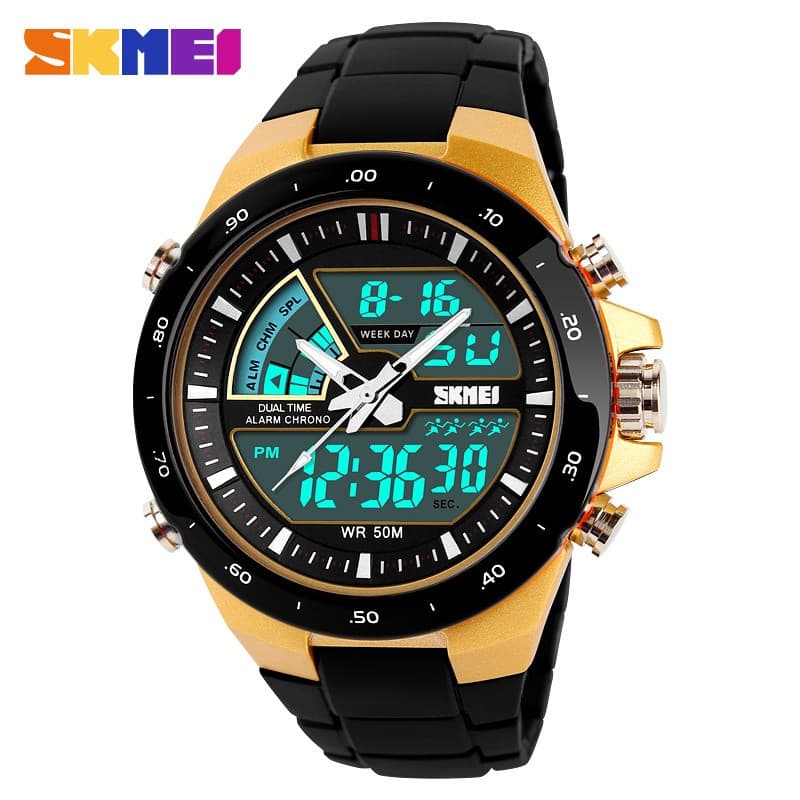 SKMEI 1016 Relógio de quartzo à prova d'água digital esportivo analógico pulseira de silicone ao ar livre relógio mascul