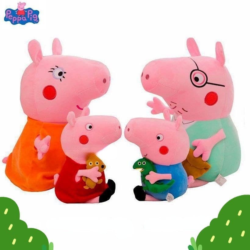 4 bonecos de pelúcia rosa do Peppa Pig e George, brinquedos de desenho animado para família, amigos, festas e presentes.