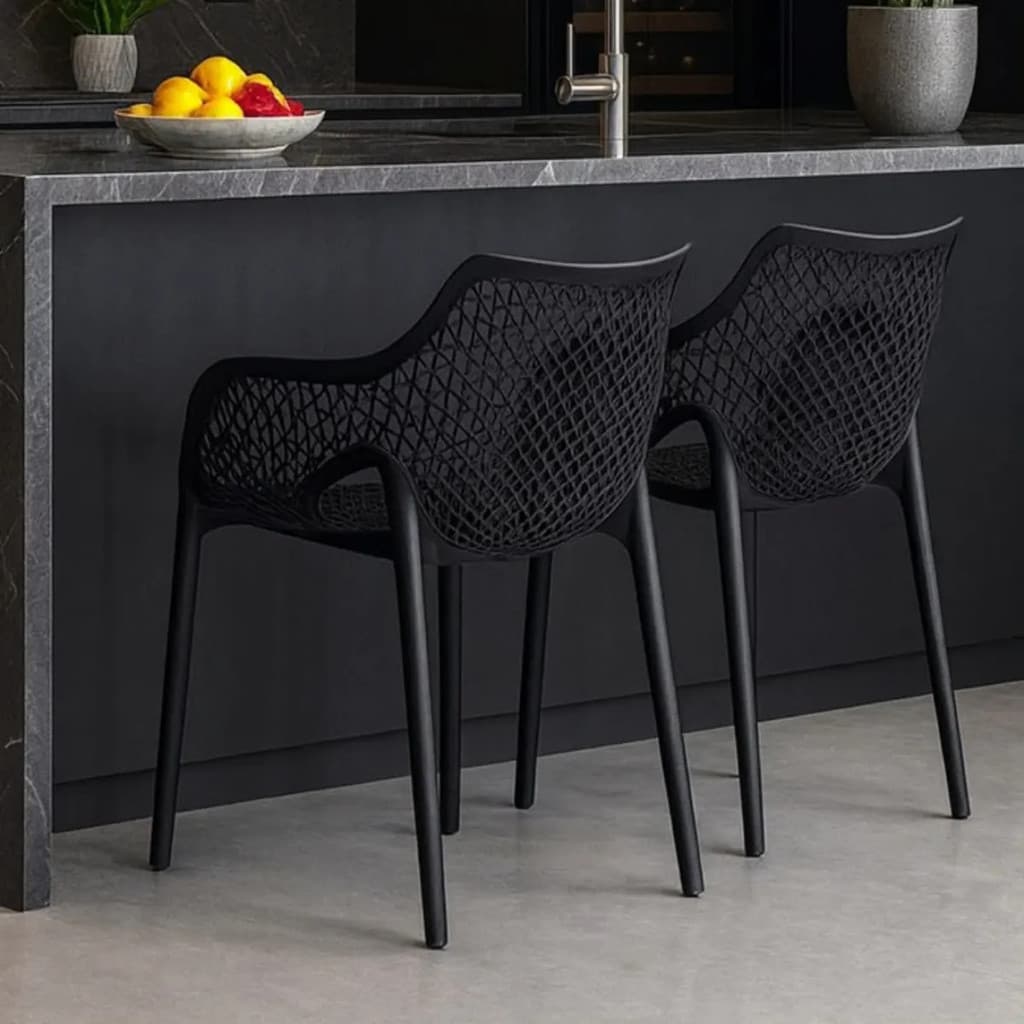 Kit 2 Cadeiras Poltrona Suits Premium Jantar Moderna Cor Preta Vazado Decorativa