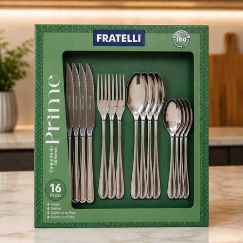 Conjunto Talheres Inox 16 Pecas Alta Qualidade Resistente Design Moderno