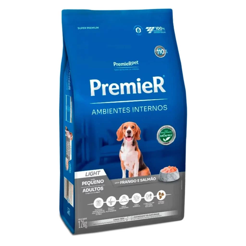 Ração premieR Ambientes Internos Cães adultos light porte Pequeno 12kg