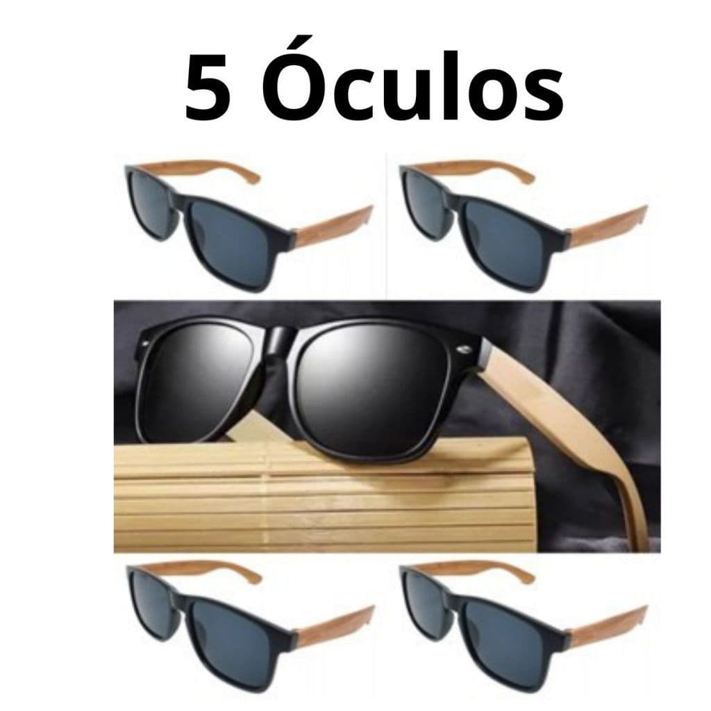 kit 5 oculos de sol madeira mais barato