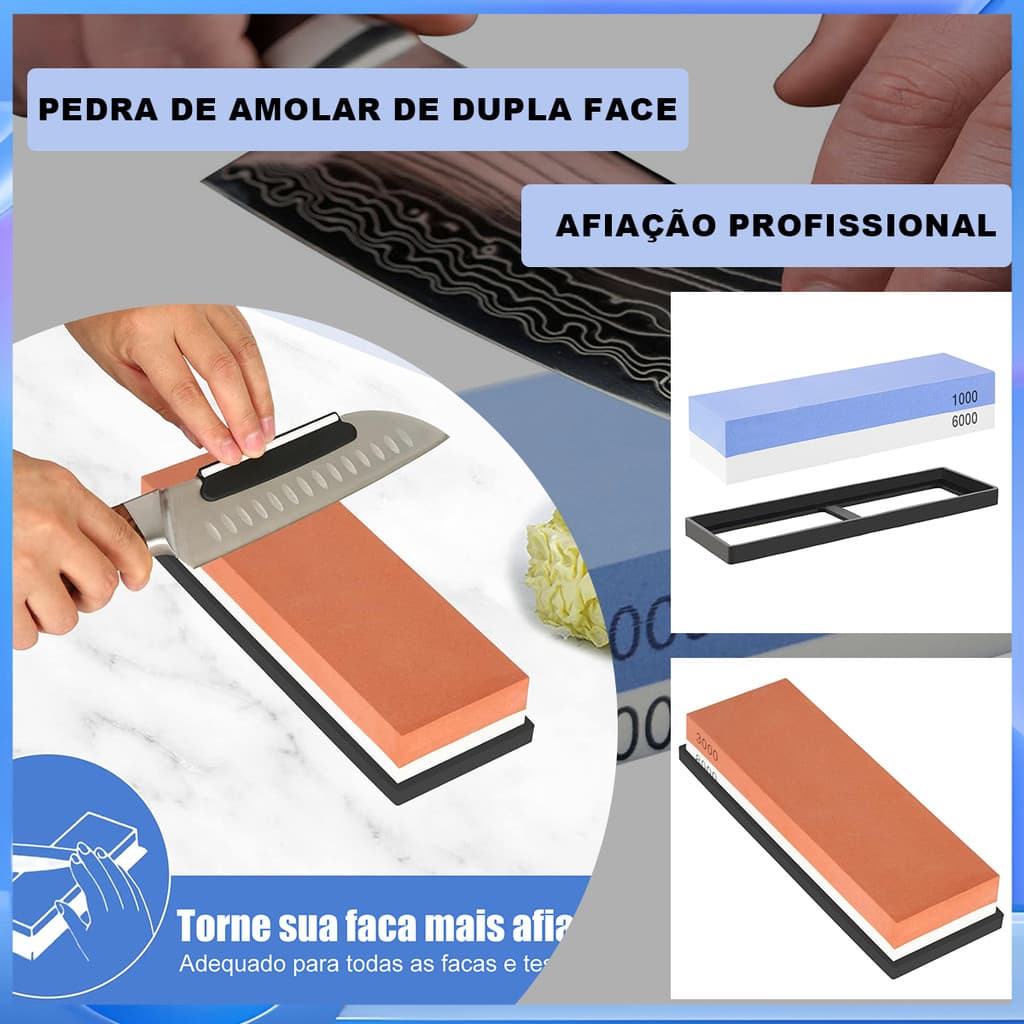 Pedra de amolar para moagem de água sem óleo, dupla face, Design de grãos, navalha profissional