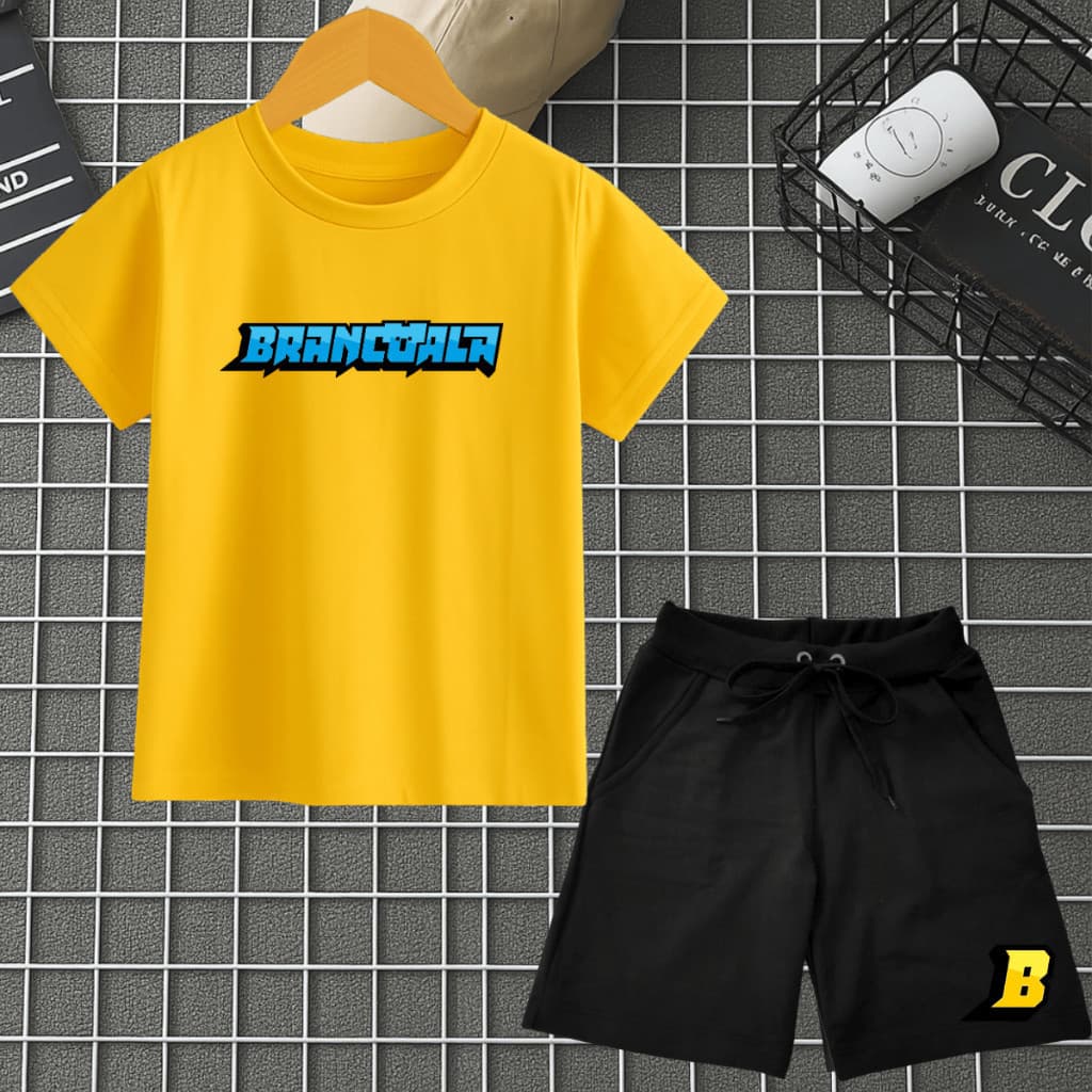 Kit 2 Peças Conjunto Camiseta e Short Moletom Brancoala o Super Youtuber das Crianças Bermuda e Camisa 100% Algodão