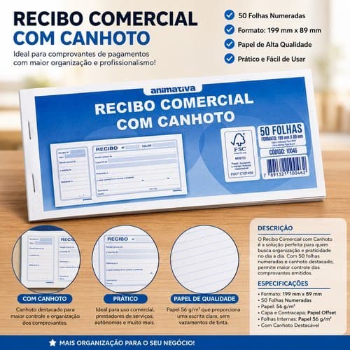 Bloco Controle Registro De Recibo Autenticável 50 Folhas Azul Escritório Financeiro Comercial