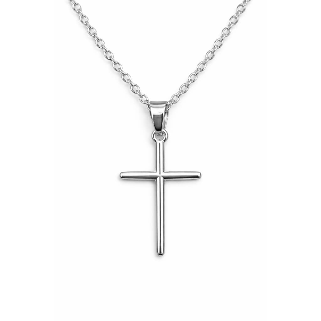 Correntinha Cordão Crucifixo Masculina Aço Inox Pingente Cruz Palito Colar Prata Presente homem