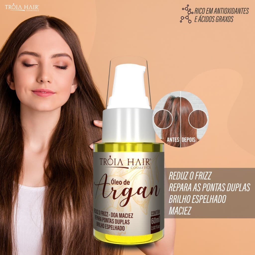 ÓLEO DE ARGAN PROFISSIONAL TRÓIA HAIR 60ML – FINALIZADOR CAPILAR