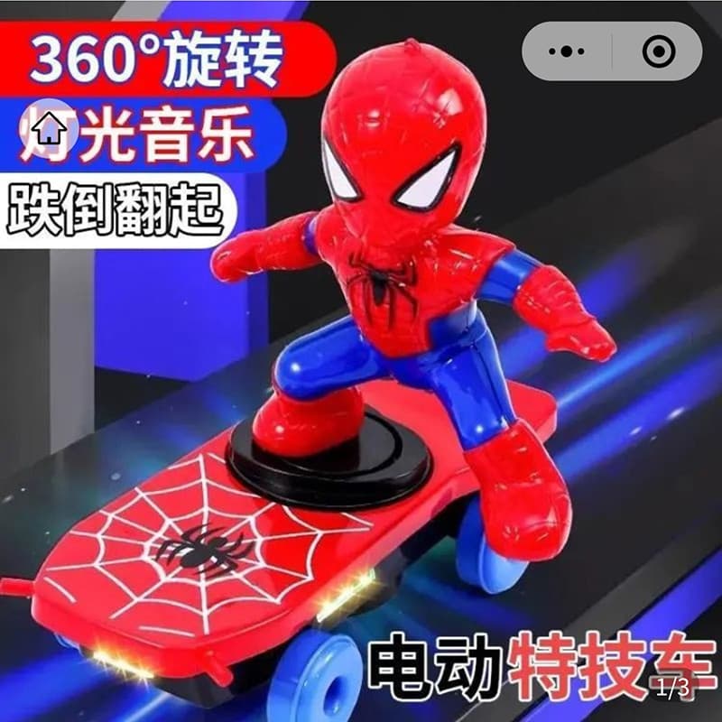Jike Toy Stunt Car 360 Graus Rotativo Spiderman Scooter Elétrico Rollover Tumbler Carro Infantil
