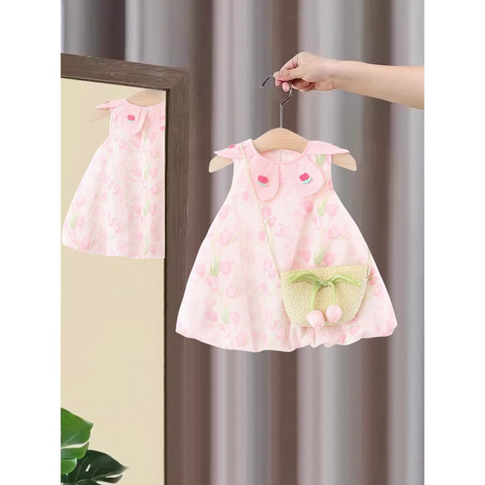 Crianças verão 2026 novo estilo meninas colete Floral vestido de princesa bebê menina moda verão estilo fino