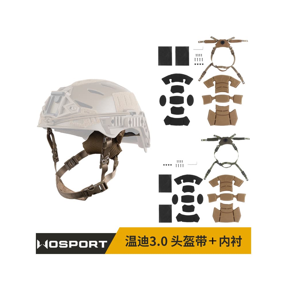 WOSPORT TEAM WENDY 3.0 Forro de capacete tático + botão de ajuste de circunferência da cabeça suspensa Nylon