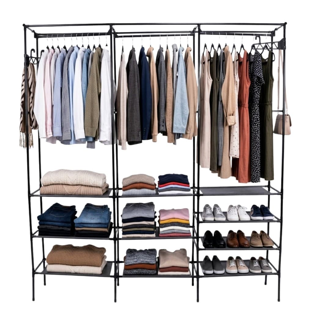 Arara Expositora Grande 3 Divisórias Armario Aberto Closet Organizador de Roupa 170cm Portatil Castela
