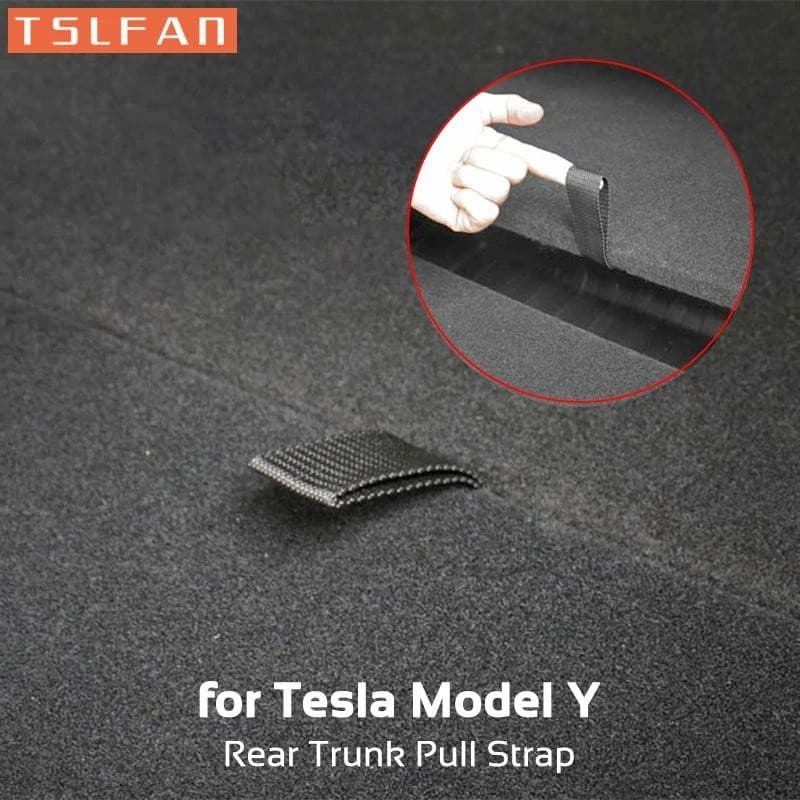 1pc Alça De Puxar Tronco Traseiro Para Tesla Modelo Y 2021-2023 Cordão Aberto Cauda Armazenamento Capa Gaveta Organizado