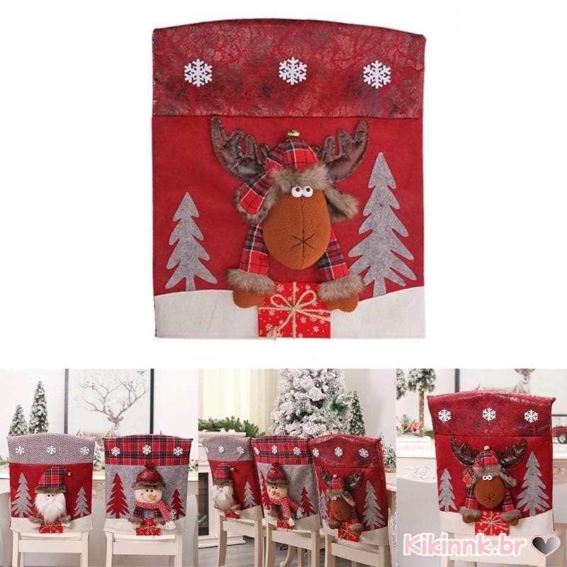 Lavável Feliz Natal 3D Dos Desenhos Animados Casa Mesa Jantar Cadeira Capa Árvore Protetoras Cerimônia Banque