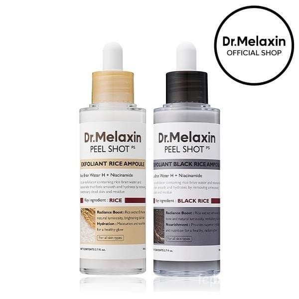 [Dr. Melaxin Oficial] Peel Shot Glow Rice Ampoule Duo - Séruns para Iluminar, Esfoliar e Hidratar - Adequado para Todos