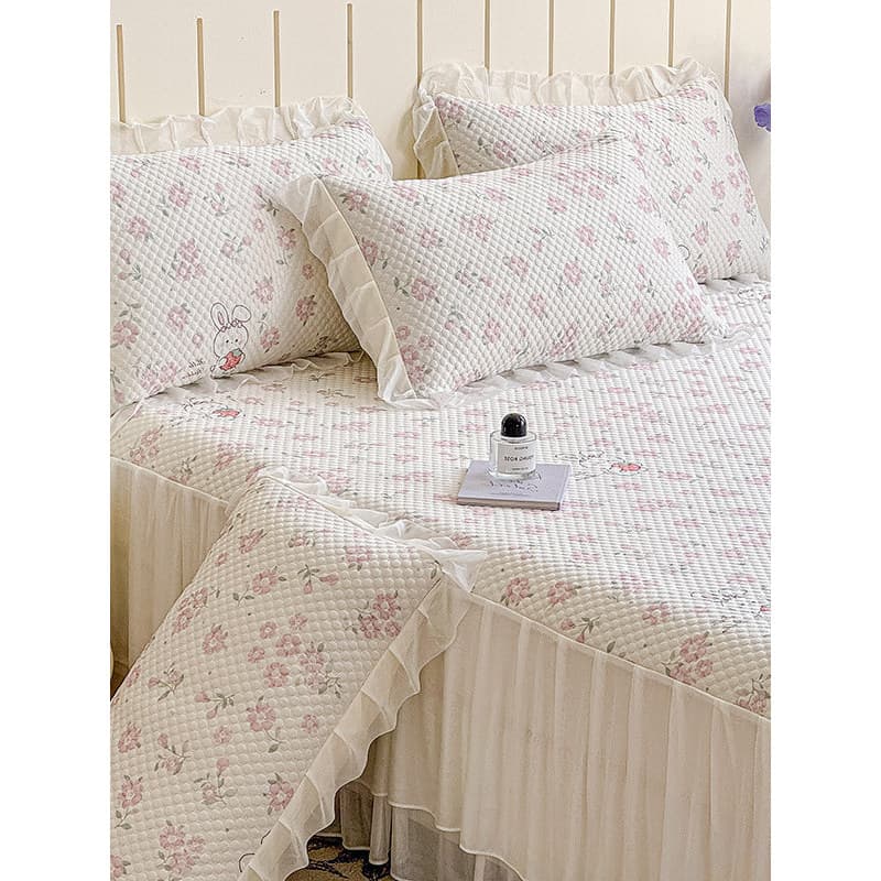 Estilo princesa saia de cama estilo Mica ervilhas impresso tapete legal casa morango coelho renda esteira ar condicionad