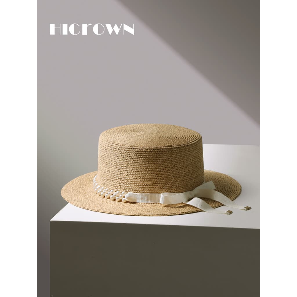 Salada filipina plana topo chapéu de sol feminino francês senhoras pérola moda estilo ocidental beira-mar pára-sol prote