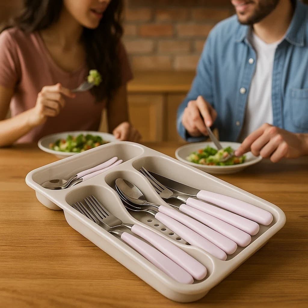 Kit de Talheres Branco com 25 Peças para Refeições