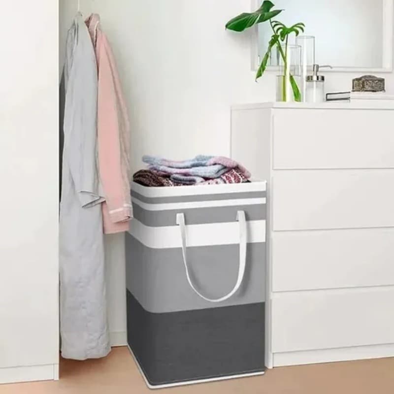 Cesto Roupa Suja Dobrável 75L Com Alça Saco Organizador Quarto E Banheiro