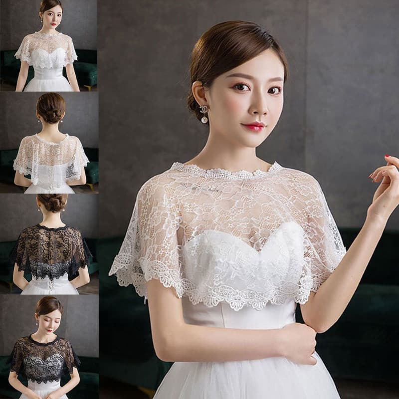 Dez Feminino Bordado Floral Renda Xale Envoltório Casamento Nupcial Bolero Flapper Cobrir Transparente Baile Baixo Encol