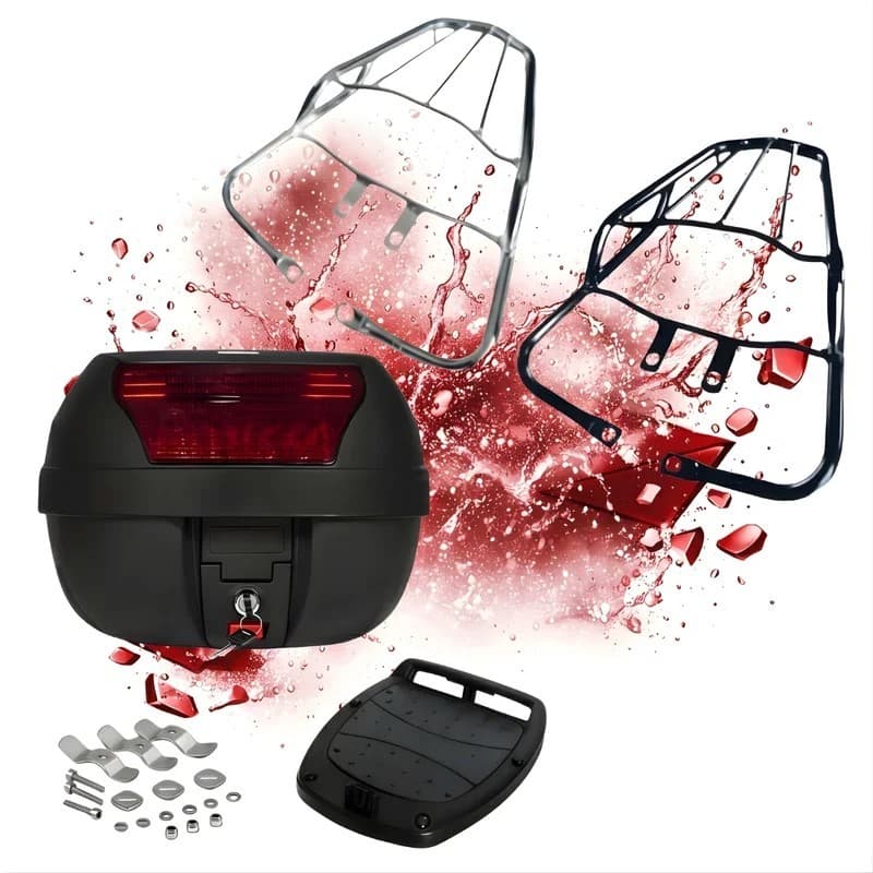 Bagageiro Titan Fan 150 Baú Bauleto 28 Litros 2009 2010 2011 2012 2013 Preto Cromado