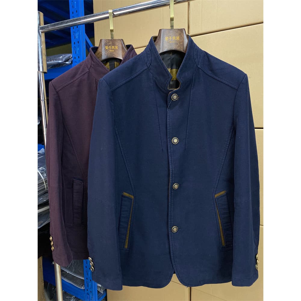 Primavera outono Modal algodão jaqueta masculina zíper em linha reta gola alta Zhongshan jaqueta Casual outono Q20