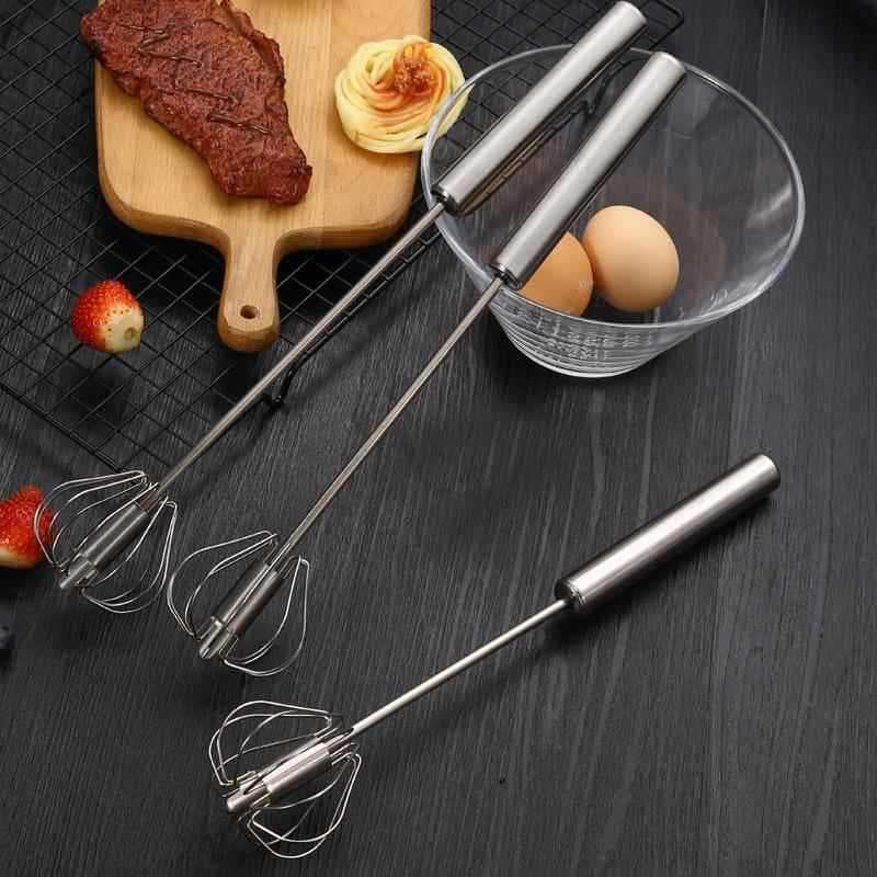 Batedor de ovos semiautomático de aço inoxidável, prensa rotativa, creme, batedor de ovos, Manual doméstico, ferramenta