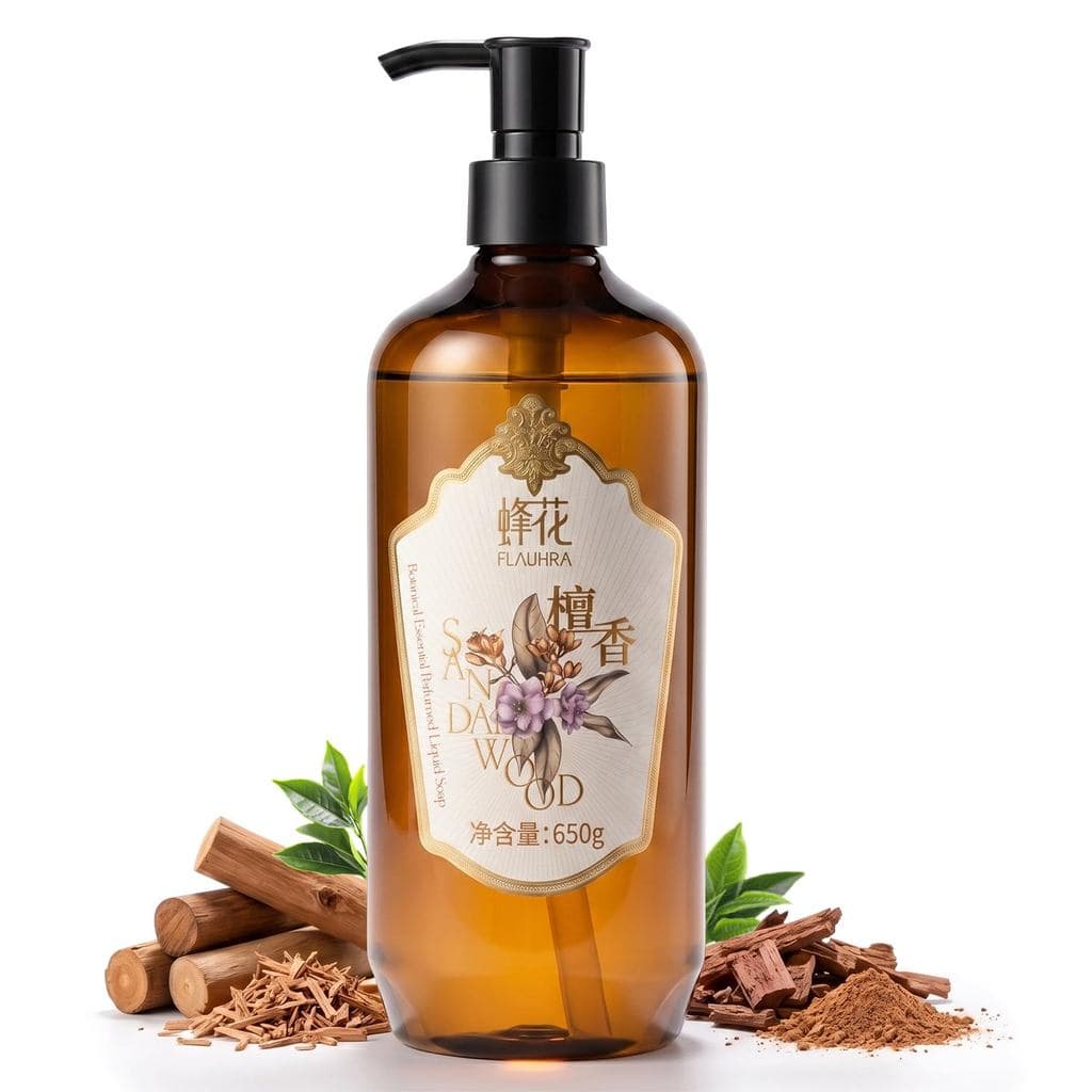 Gel de Banho Hidratante Bee & Flower com Sândalo, Sabonete Líquido Botânico Essencial Perfumado para Banho, Limpeza Suav