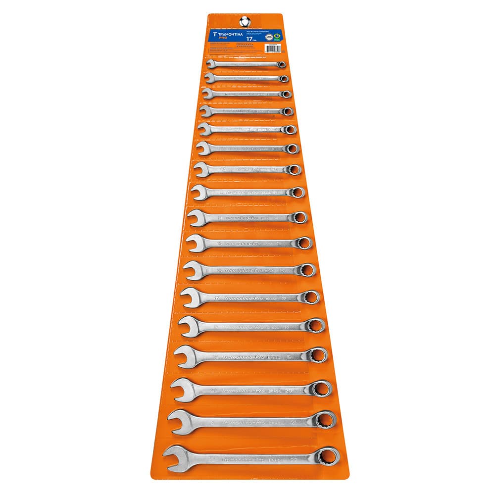 Jogo de Chave Combinada 6 a 22mm com 17 Peças Tramontina PRO 44660/217