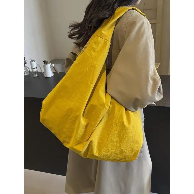 Bolsa Tote Feminina Texturizada de Cor Sólida, para Volta às Aulas, Bolsa de Ombro Bege de Grande Capacidade, Bolsa de A