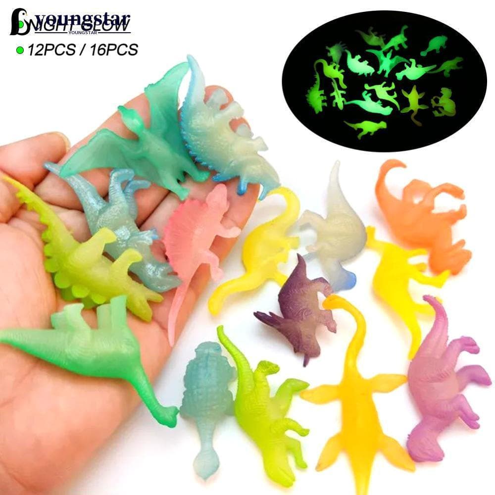 YOUNGSTAR 12/16 Pçs Brilho No Escuro Dinossauro Modelo Brinquedos Jurássico Mundo Noctilucente Tiranossauro Brinquedo Cr
