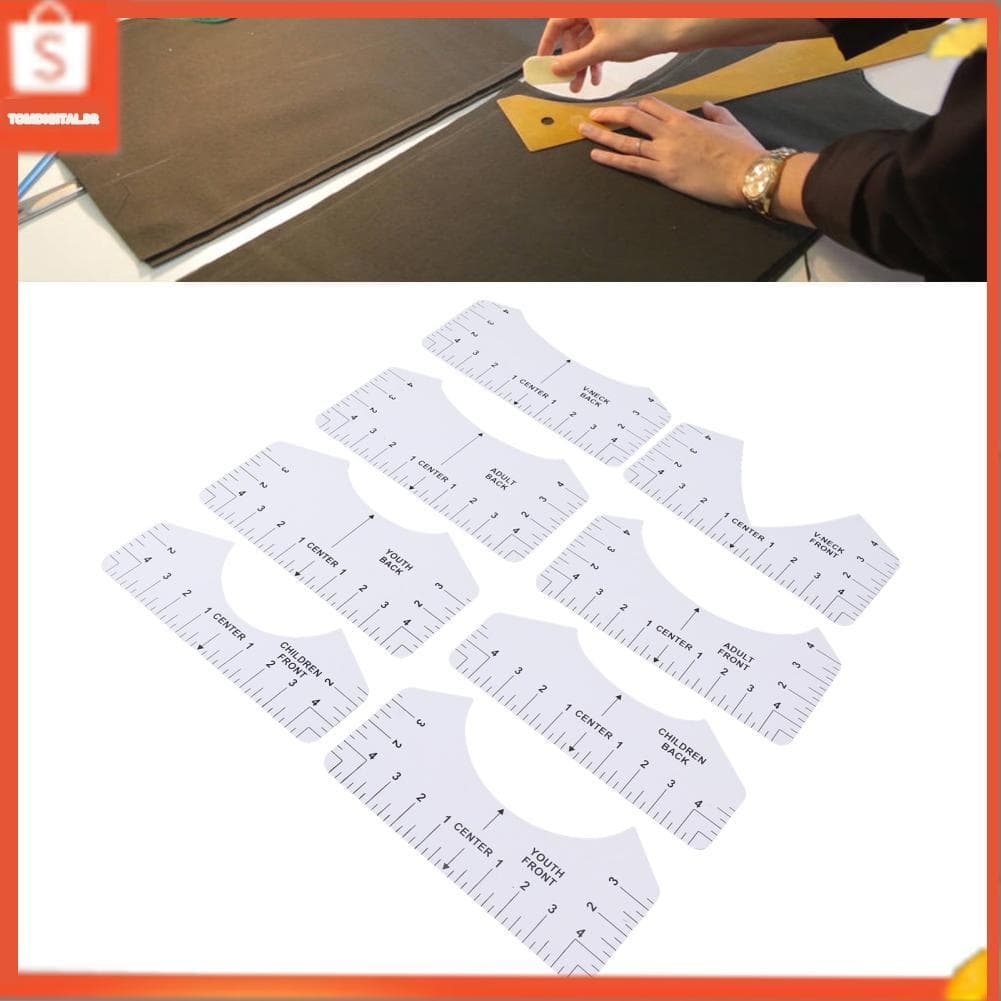 Vistreck 8PCS T Shirt Ruler Guide Ferramenta de centralização para alinhamento preciso do design - Prensa térmica de PVC