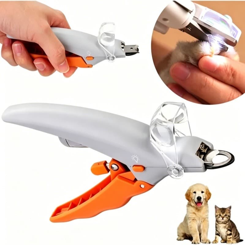 Cortador de Unhas Para Cães e Gatos Pet Alicate Com Led e Tesoura