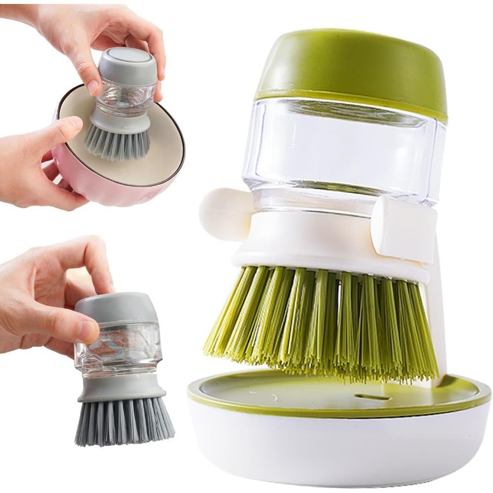 Escova de lavar louça automática com dispensador de líquido, mini dispensador de sabão para pia, limpador de panelas de