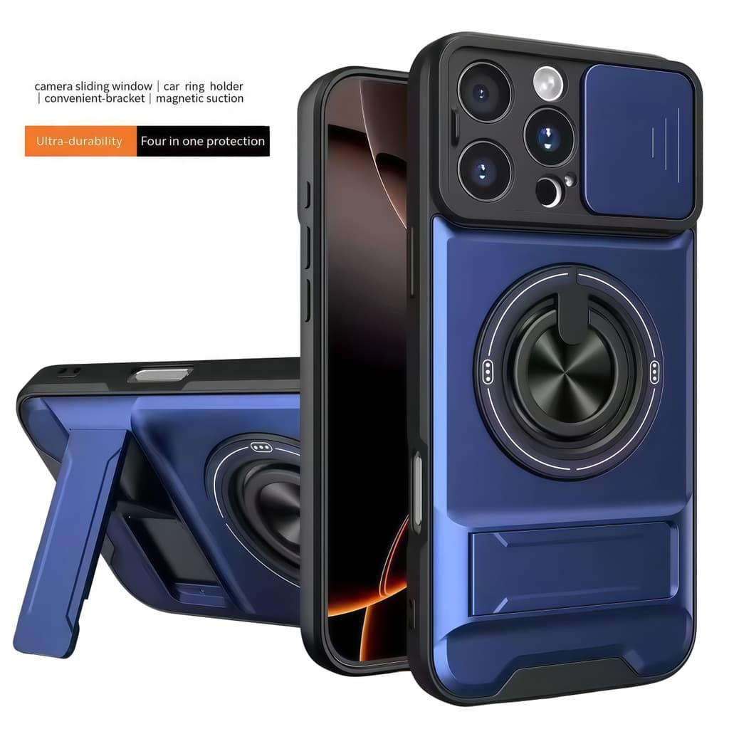 Para iPhone 17 Pro Max 12 13 14 15 16 Pro Max 17e 16e Rotação Com Anel Suporte Lente Da Câmera Caso Anti-Risco