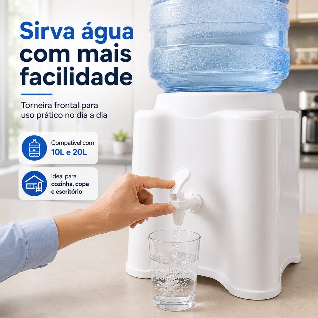 3. Suporte Para Garrafão De Água Branco 20L Com Torneira Frontal Manual