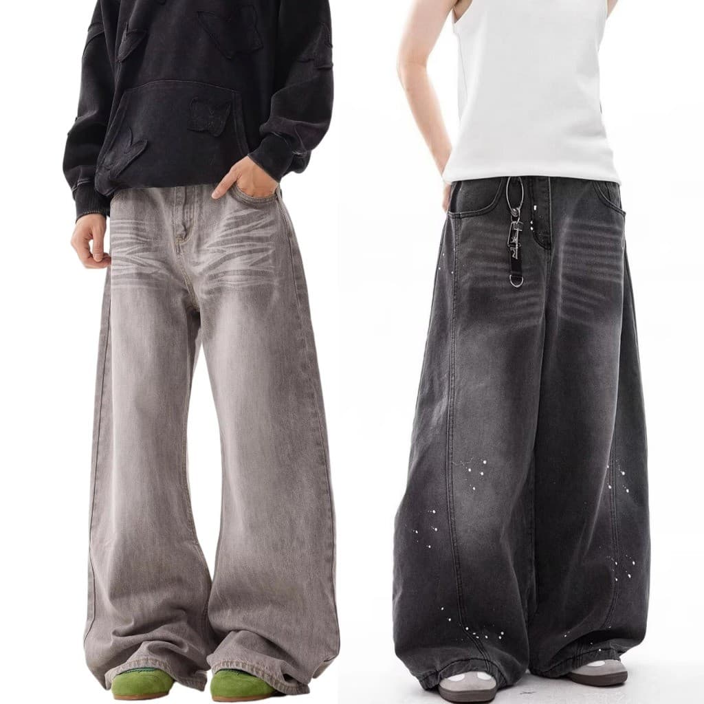 Calça jeans Folgada Americana Retrô Perna Larga Solto Reta