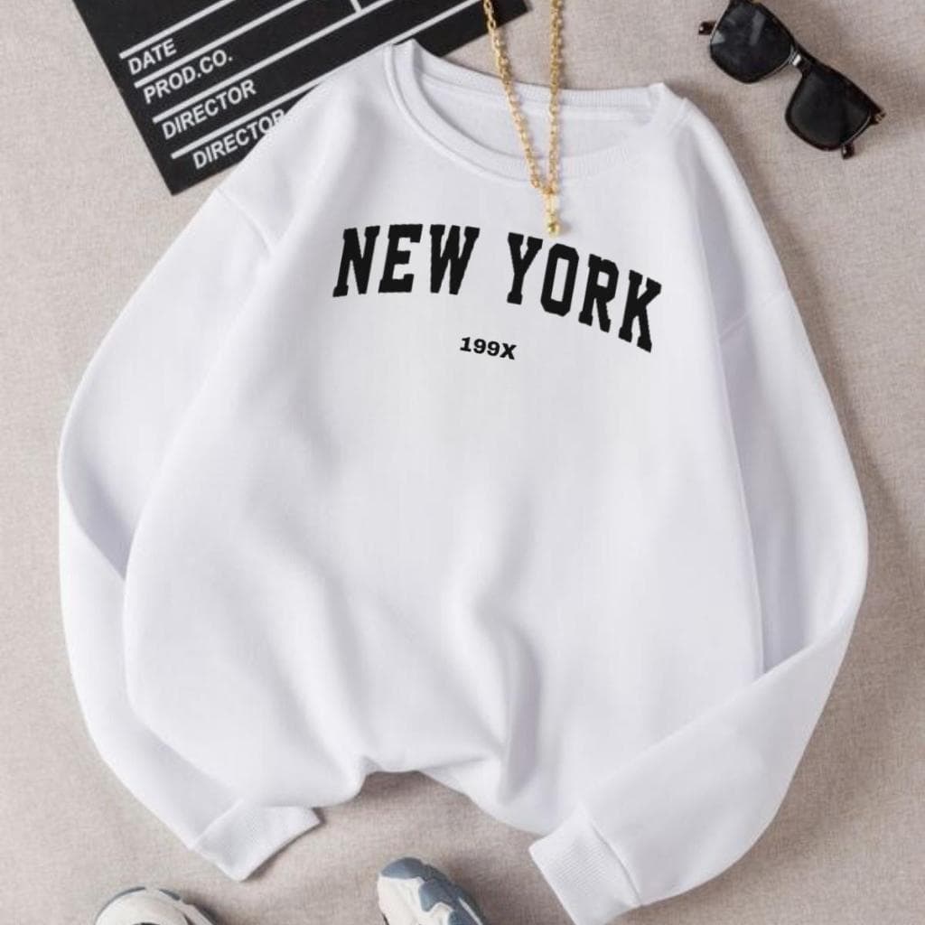 Moletom unissex Gola Careca Flanelado New york promoção