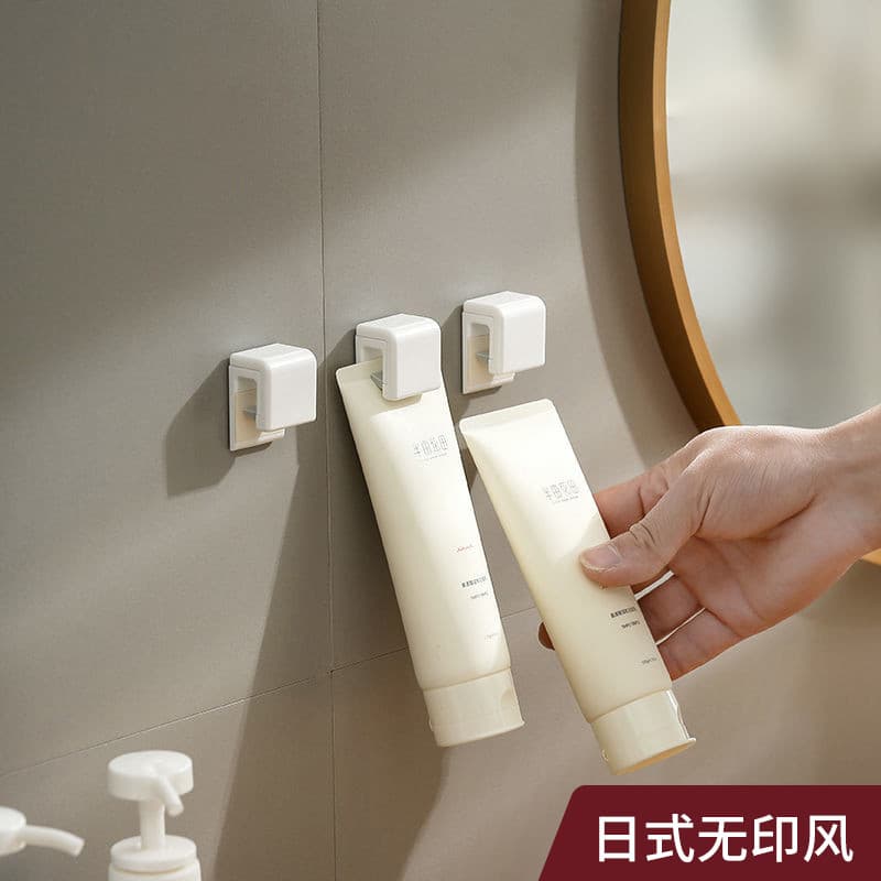 Estilo japonês Rack de pasta de dente simples perfuração-livre clipe de armazenamento gancho fixado na parede limpador F