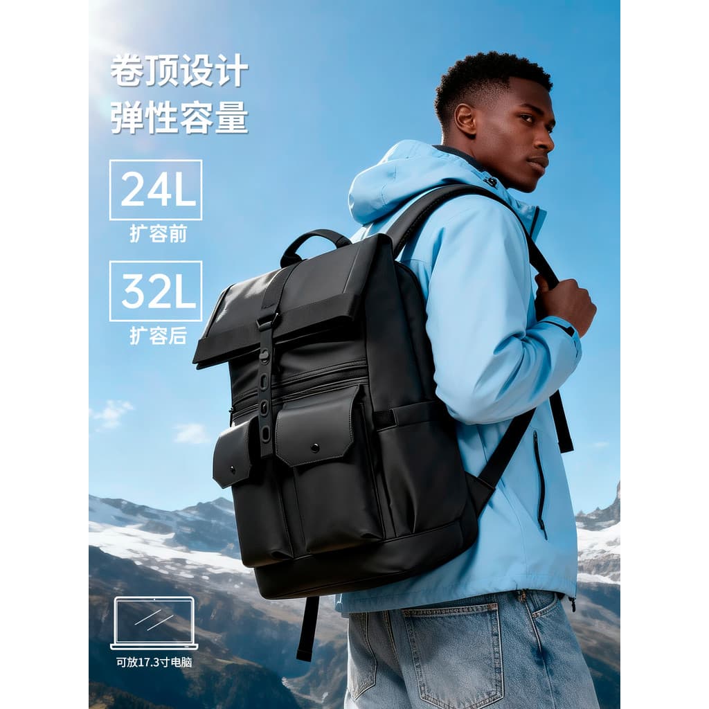 Jrena & Way/Trendy Mochila Ao Ar Livre Masculina Bolsa Escolar de Viagem de Grande Capacidade Multifuncional 17.3 Mochil