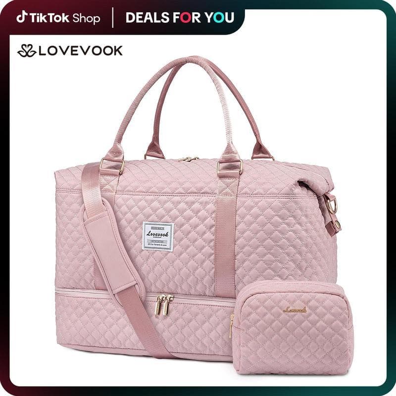 LOVEVOOK ShopBacktoSchool Bolsa de Viagem Weekender com Compartimento para Sapatos e Nécessaire para Mulheres, Bolsa de