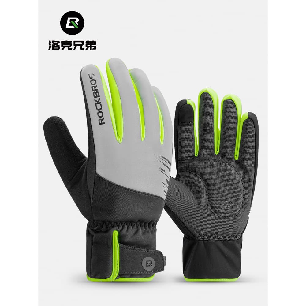 Rock Brothers Luvas de Ciclismo Reflexivas Inverno Quente Esqui Dedo Cheio Mountain Road Bike Luvas Homens Mulheres