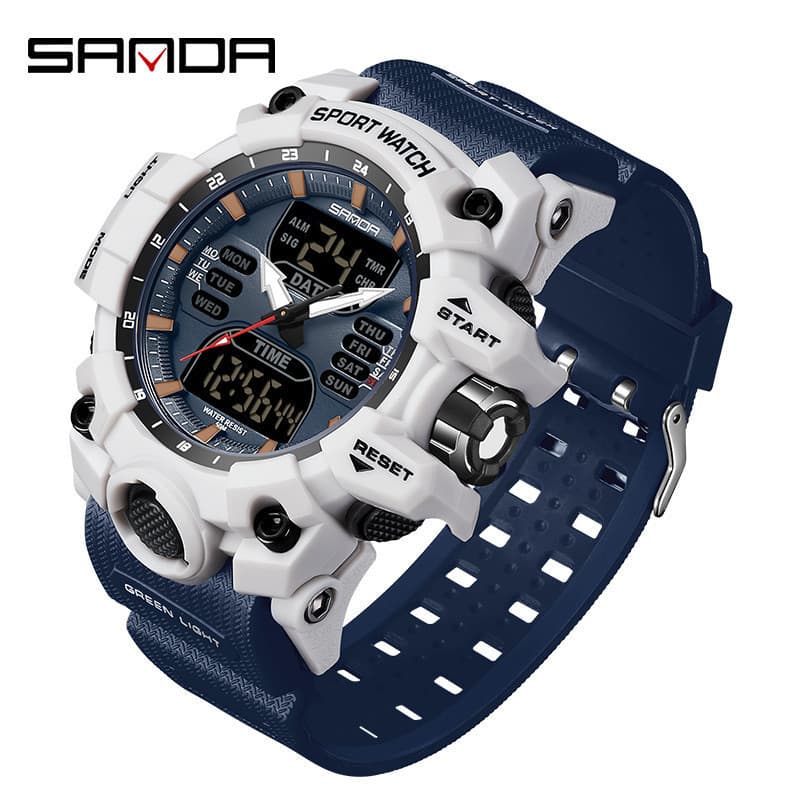 Relógio masculino de luxo da marca SANDA 6126, display digital, à prova d'água até 50 metros, estilo esportivo militar G