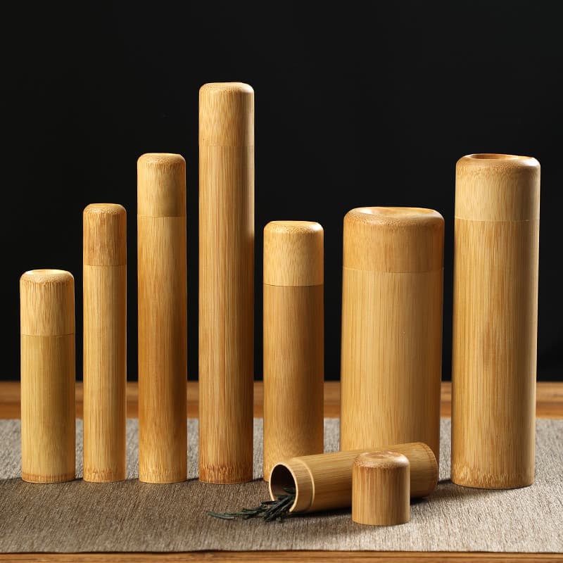 Viagem portátil de bambu chá pode selado armazenamento caixa de chá tamanho pequeno tubo de bambu tubo perfumado armazém
