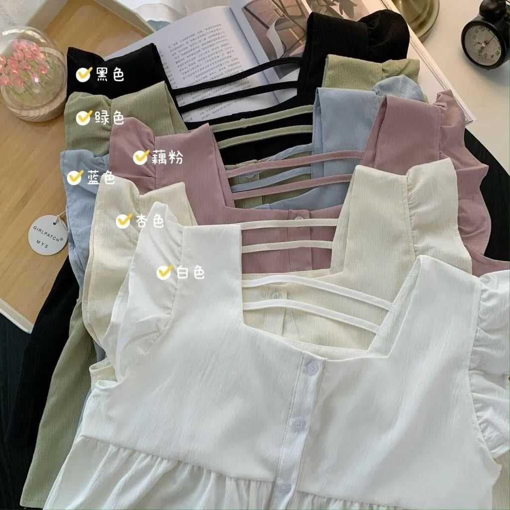Camisa francesa de gola quadrada feminina verão 2025 novo estilo Design nicho chique Top doce colete curto redutor de id