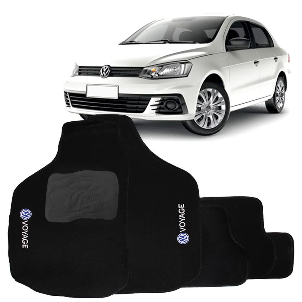 Tapete Voyage G5 G6 G7 2009 a 2019 Carpete Automotivo Logo Bordado Preto 5 Peças
