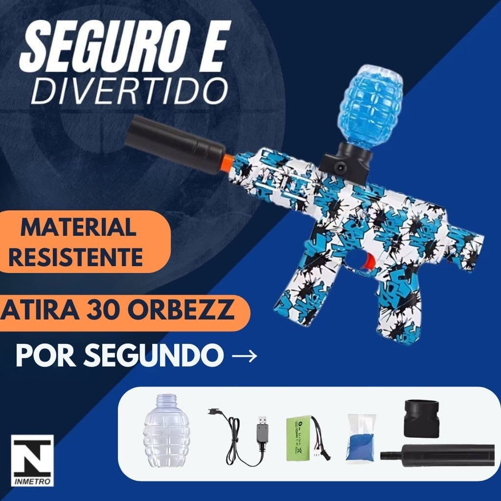 Metralhadora Bolinha Gel Elétrica Automática e Recarregável + Acessórios Compre 1 2 3 ou 4 unid.