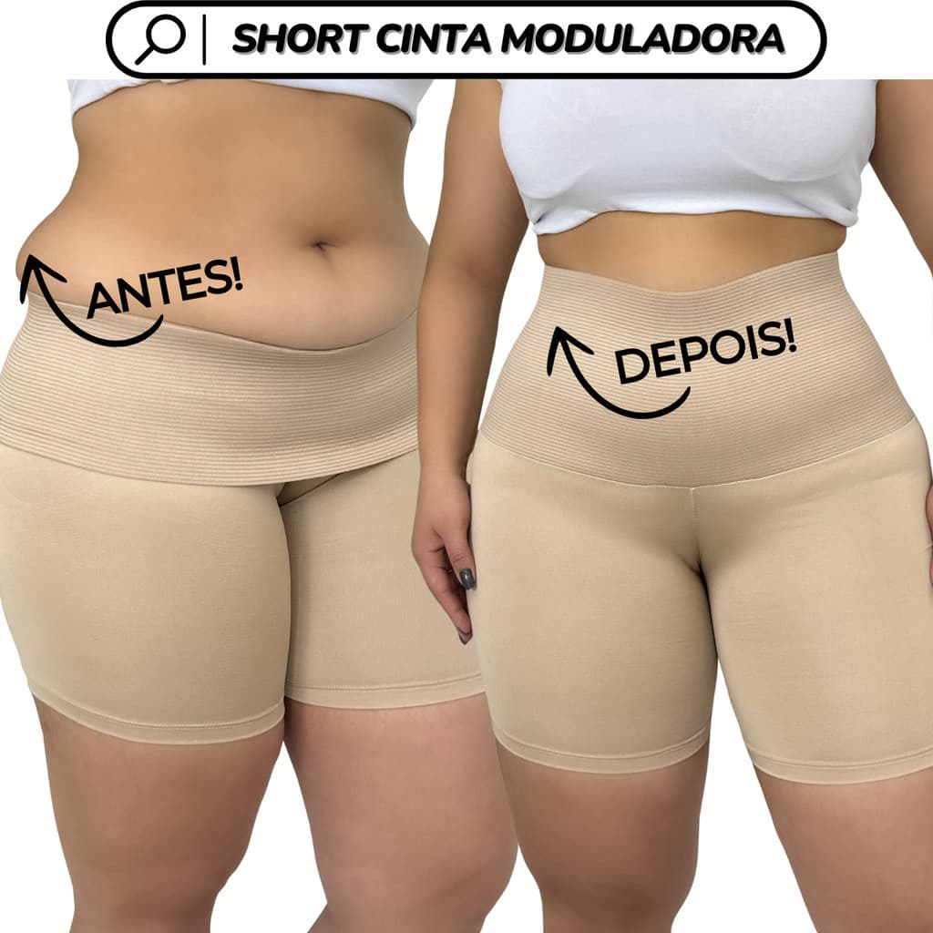 KIT 4 Cinta Plus Size Short Modeladora Short Feminina Alta Compressão